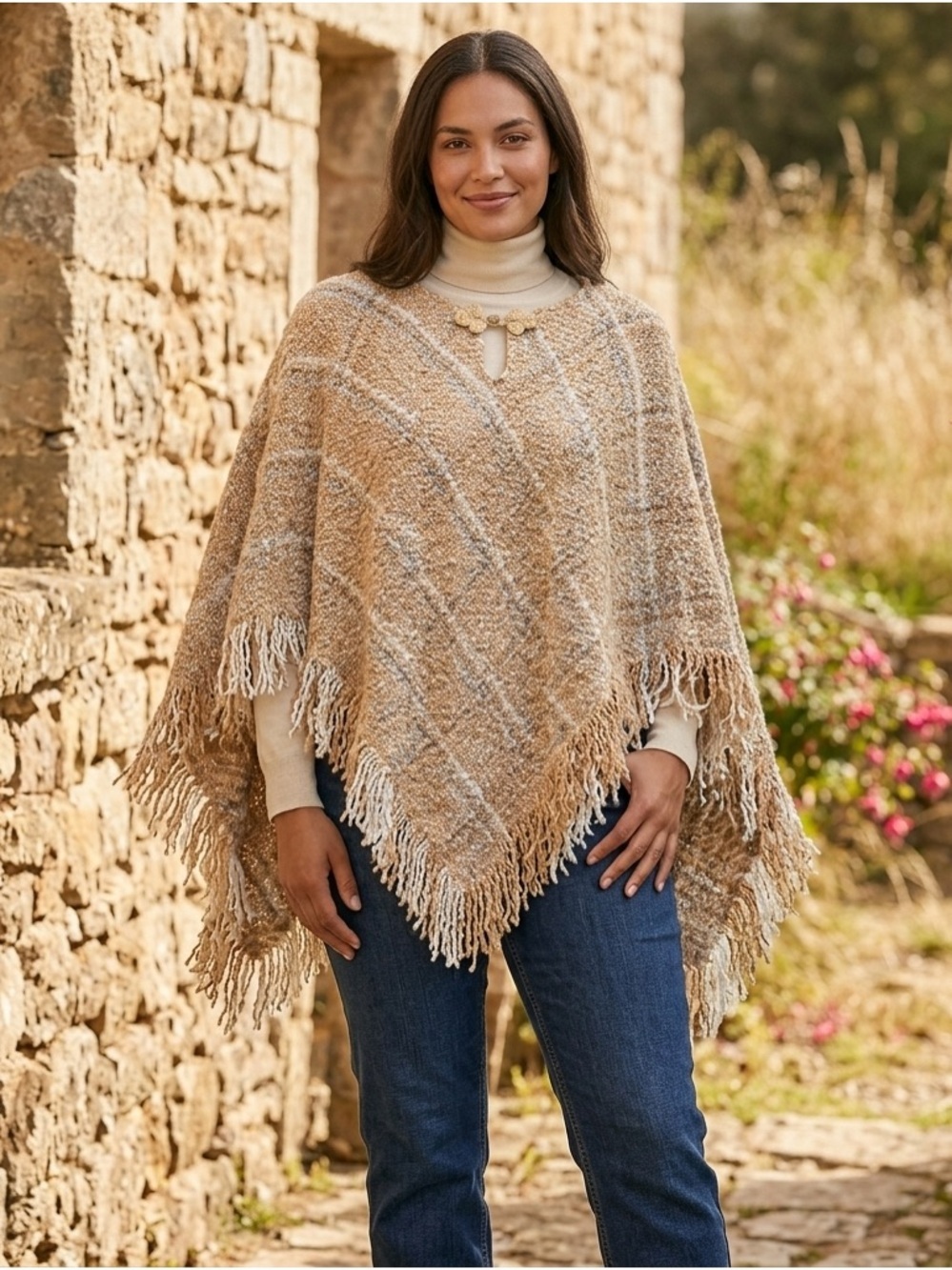 Alpaca wool Irish poncho cottagecore one size